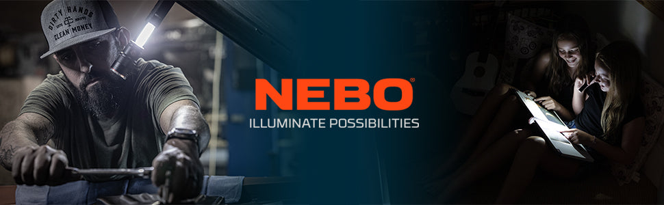 nebo flashlight logo 12K Rechargeable Experience the versatility of the Mini Larry 500 NEBO Mini Larry 500 Flashlight