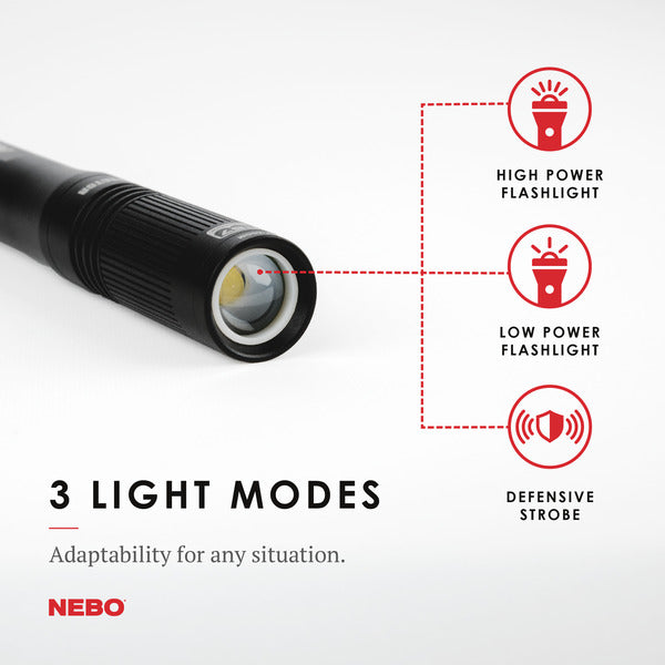 nebo flashlight 5872 DAVINCI 18000 Mag Dial | 18000 Lumens, 5 Light Modes, Rechargeable Waterproof Flashlight for Hiking, Camping & Hunting, Tactical Self Defense, Includes USB-C Charging Cable the SLYDE+ LED flashlight/work light offers enhanced technology and lighting options NEBO-POC-0004 Shop Supply Service